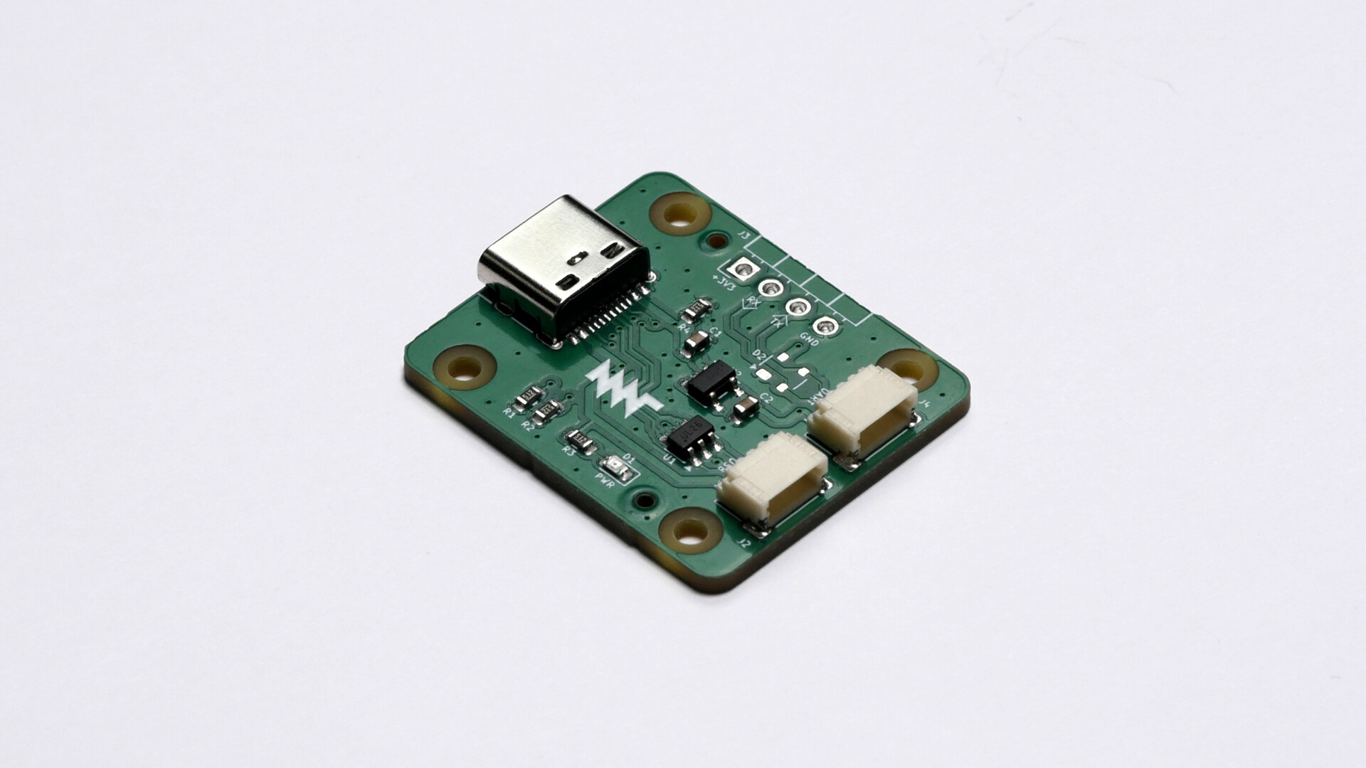 MNT Pocket Reform Keyboard USB-C Adapter, a PCBA with one USB-C port and two connectors
